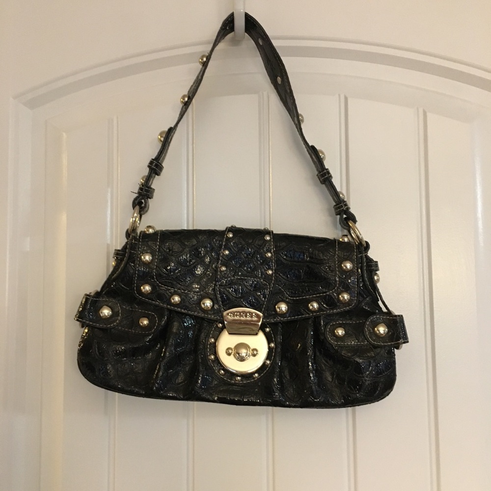 Guess Black Leather Shoulder Bag